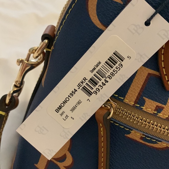NWT Dooney & Bourke Coated Cotton Monogram Domed Satchel Dust Bag Included - Picture 10 of 11